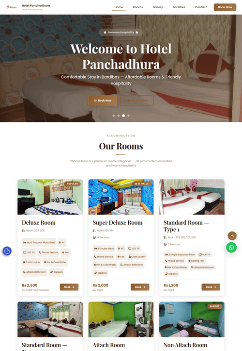 Hotel Panchadhura Interface